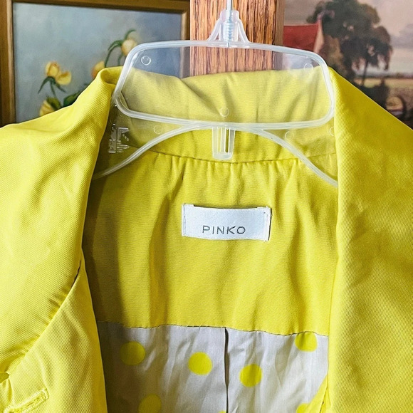 Pinko Italian Spring jacket 3/4 sleeve lime green/yellow SZ 8 - Picture 4 of 8